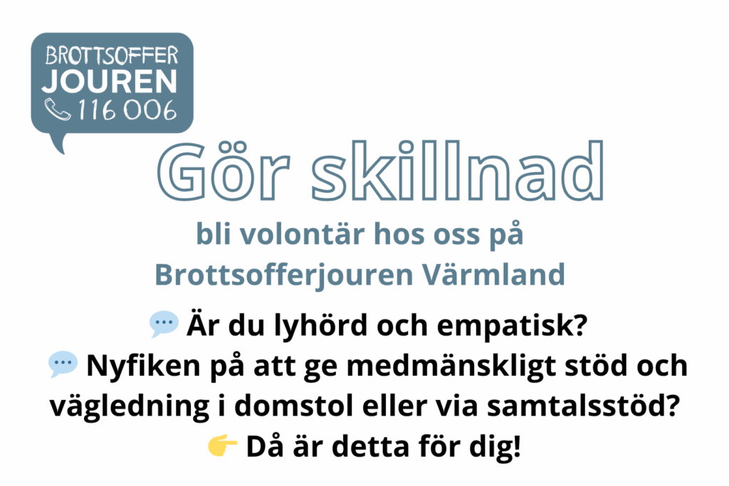 Gör skillnad - bli volontär hos Brottsofferjouren Värmland